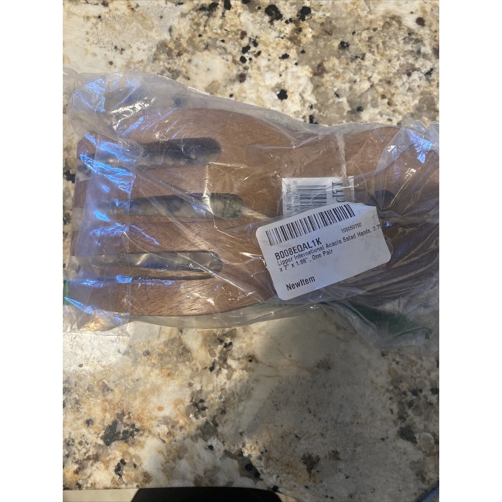 Lipper International Acacia Salad‎ Hands Shrink Wrapped New
